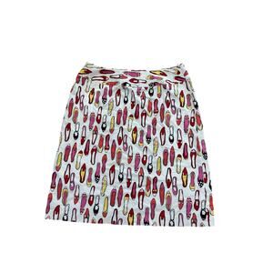 City Silk Stretch Novelty Shoe Print Cotton Skirt Women’s Size 12 Y2K